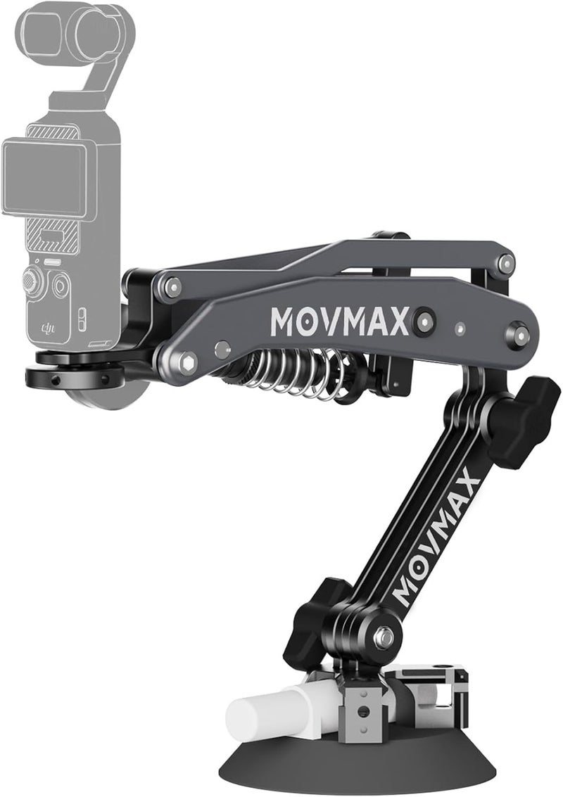 Movmax ذراع الشفرة لجهاز DJI Pocket 3، insta360/Gopro Hero، حامل كاميرا مع كوب شفط مع برغي 1/4، ملحقات DJI Osmo Pocket 3 لحامل السيارة - Image 1